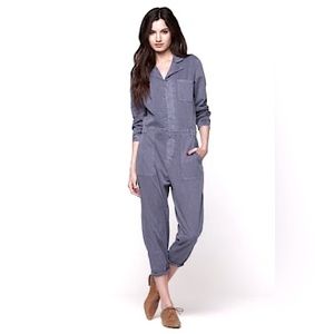 Volcom Stand Up Jumpsuit Blue Grey Capri size S